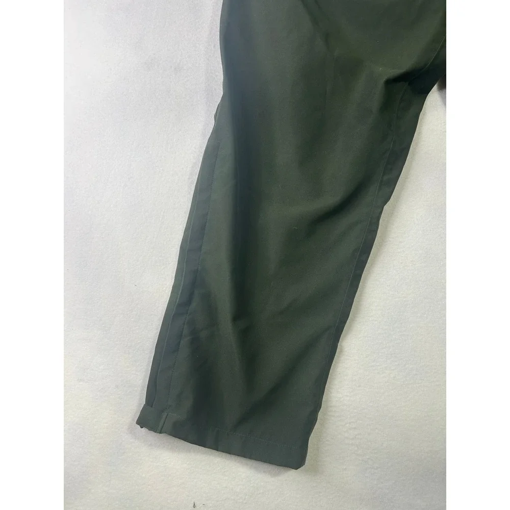 Olive Green Outdoor‎ Cargo Pants Elastic Waist Drawstring D-Ring Hiking Trousers